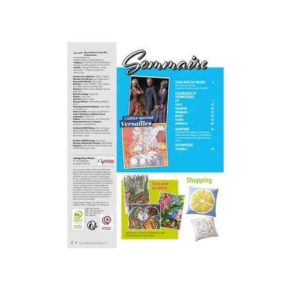 Coloriage Pause Détente n°2 - 120 coloriages - Cahier spécial Versailles - Magazine de Diverti Editions