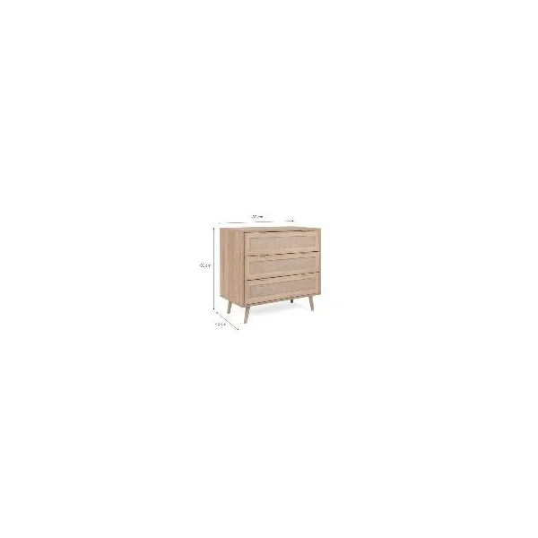 Commode 3 tiroir chêne et cannage en palmier de bambou tressé commode chambre commode salon