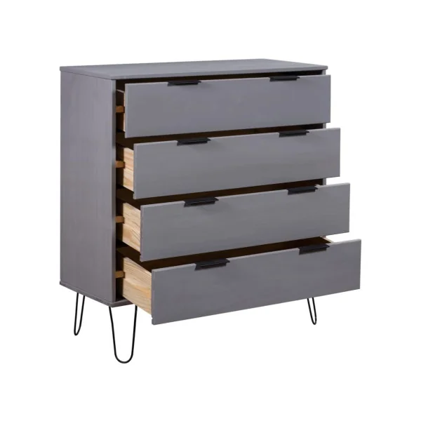 Commode gris commode 4 tiroirs pin massif gris commode salon commode chambre