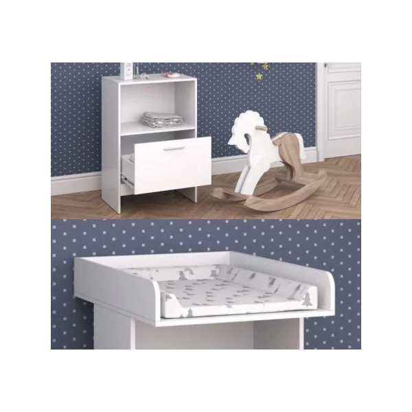 Commode à langer avec placard plateau table langer amovible commode 1 tiroir