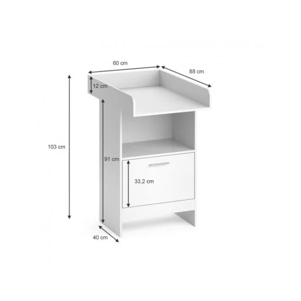 Commode à langer avec placard plateau table langer amovible commode 1 tiroir