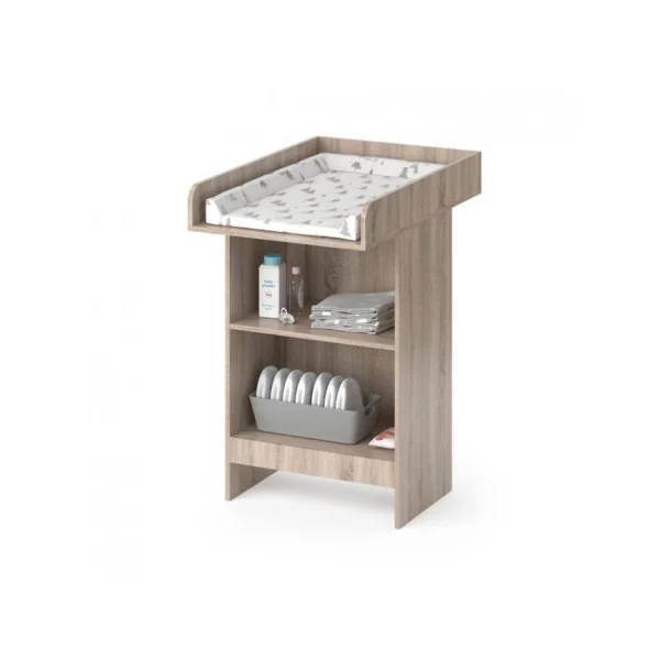 Commode à langer chêne avec 2 étagères plan à langer amovible