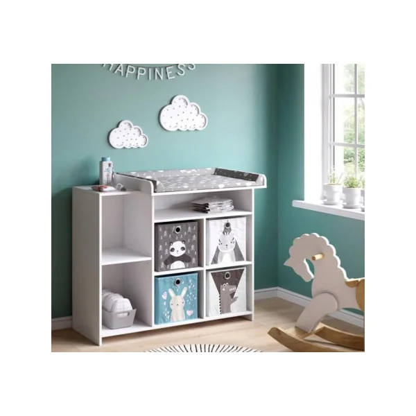 Commode à langer table langer avec plateau amovible blanc 7 compartiments