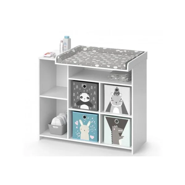 Commode à langer table langer avec plateau amovible blanc 7 compartiments