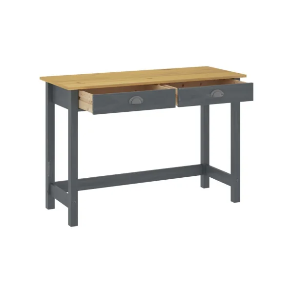 Console en pin massif grise console 2 tiroirs console grise 110 cm