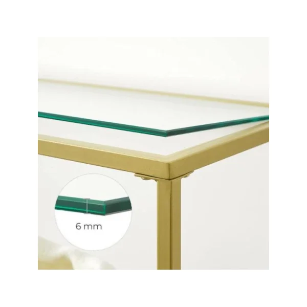Console moderne dorée et verre table d'entrée console en verre trempé et doré