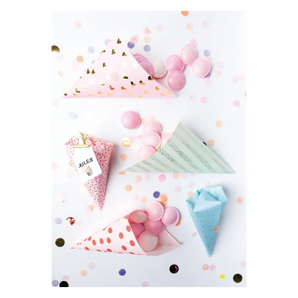 Cornets « Pastel Hot Foil », set de 15, 170 x 170 mm, papier