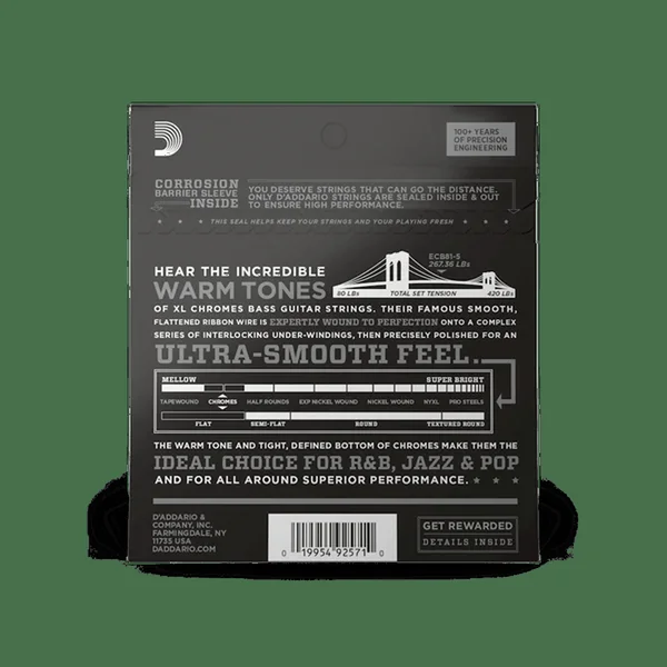 D'Addario ECB81-5 Chromes Regular Light 045-132