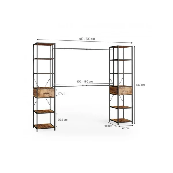 Dressing de chambre extensible industrielle dressing ouvert industrielle