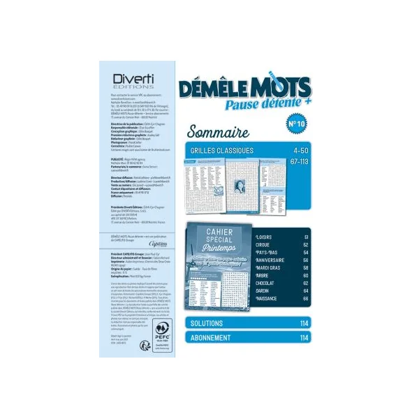 Démêle Mots Pause Détente + 10 - 10300 MOTS à trouver - Cahier spécial Printemps