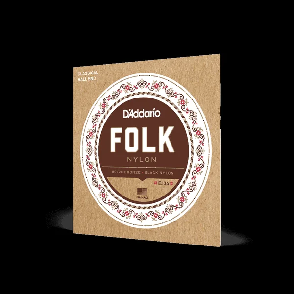 EJ34 Folk (6) 80/20 Bronze Wrap, Nylon Core - jeu de 6 cordes