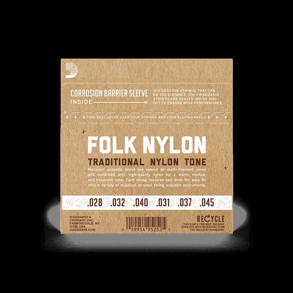 EJ34 Folk (6) 80/20 Bronze Wrap, Nylon Core - jeu de 6 cordes