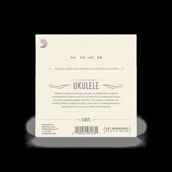 EJ87C Ukulélé Concert (4) Pro-Arté Titanium 024-029 - jeu de 6 cordes