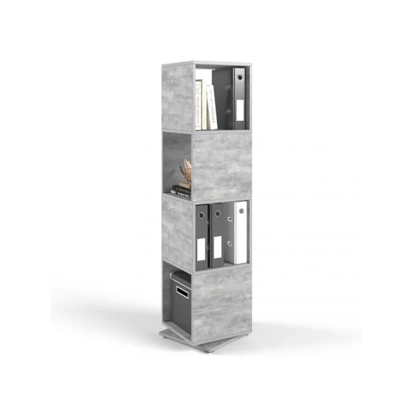 Etagère tournante XXL gris béton étagère rotative 360° meuble étagère gris béton