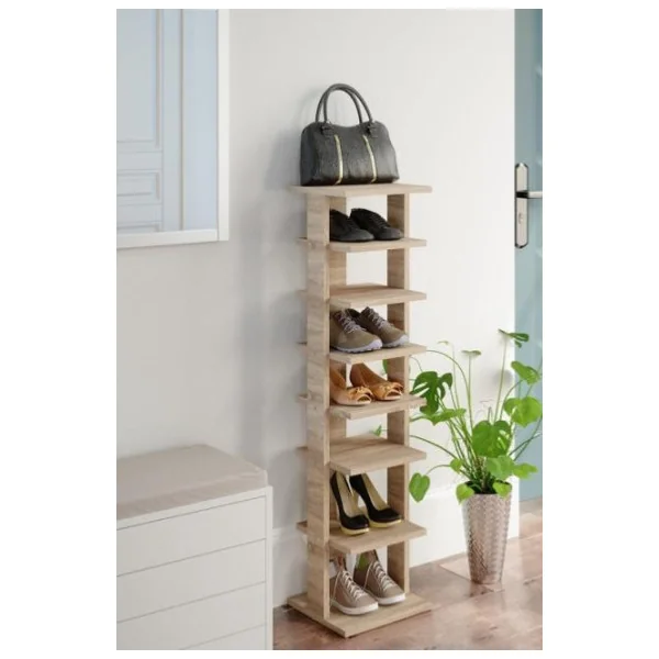 Etagère à chaussures chêne design meuble d'entrée rangement chaussures moderne