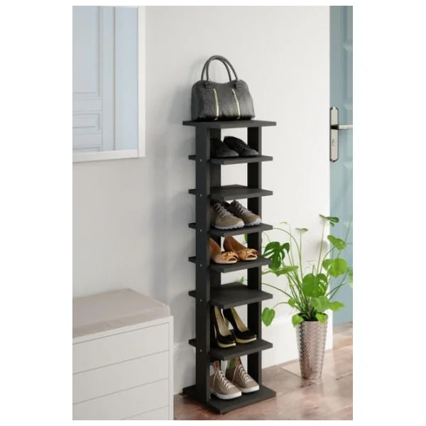 Etagère à chaussures noir design meuble d'entrée rangement chaussures moderne