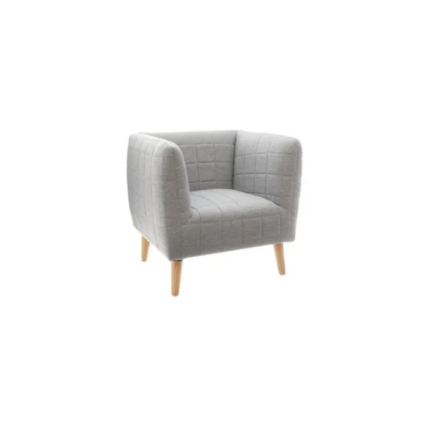 Fauteuil enfant molletonné gris pieds scandinave en pin massif