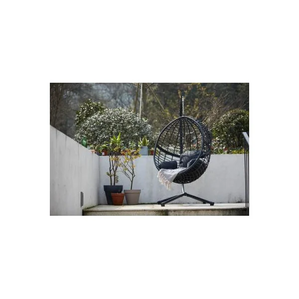 Fauteuil suspendu en résine tressée noir fauteuil suspendu de jardin fauteuil cocoon fauteuil oeuf