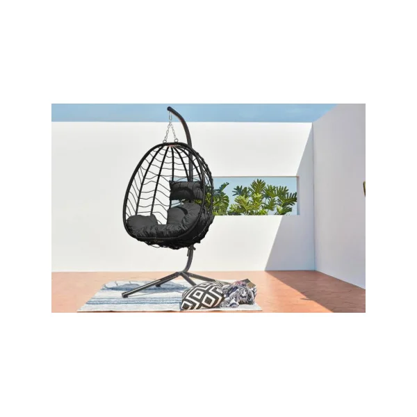 Fauteuil suspendu en résine tressée noir fauteuil œuf fauteuil jardin suspendu