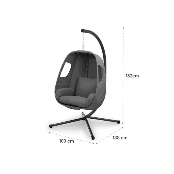 Fauteuil suspendu gris foncé fauteuil œuf assise moelleuse fauteuil suspendu cocoon