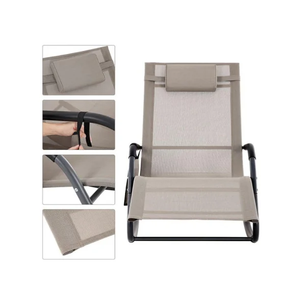 Fauteuil à bascule de jardin Bain de soleil suspendu transat jardin transat extérieur chaise longue jardin