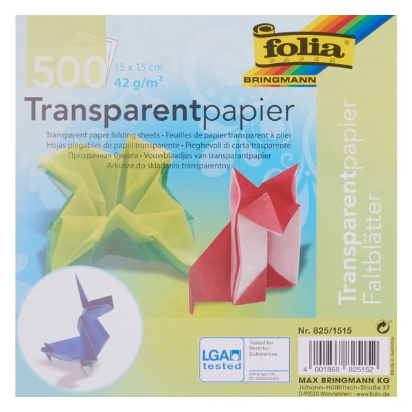 Feuilles de pliage en papier transparent « 15 x 15 cm », 500 pc.