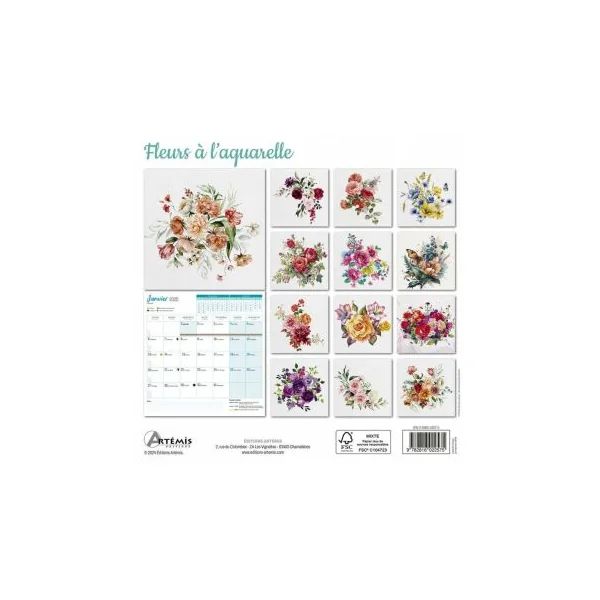 Fleurs à l'aquarelle - Calendrier de septembre 2024 à décembre 2025