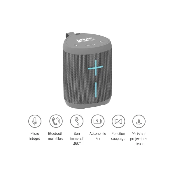 Getone 20 grey Power acoustics - Enceinte bluetooth USB sur batterie gris