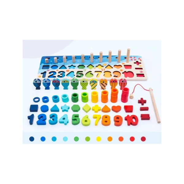 Jeu éducatif Montessori comptage et formes + pêche apprentissage des chiffres des formes initiation au calcul