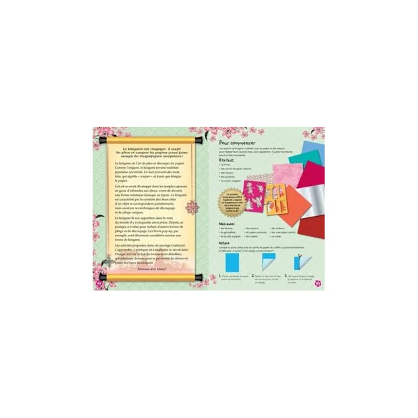 Kirigami - Avec 6 feuilles de papier à motifs et 10 pochoirs