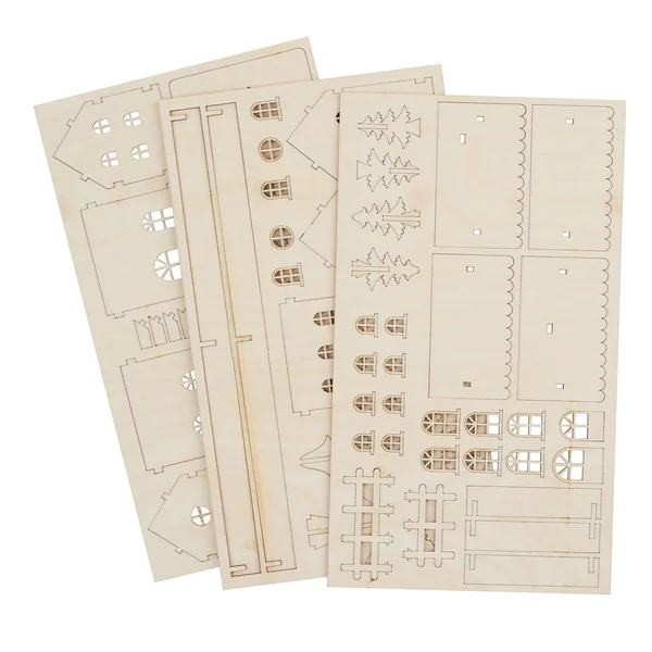 Kit de construction en bois « 2 maisons illuminées »