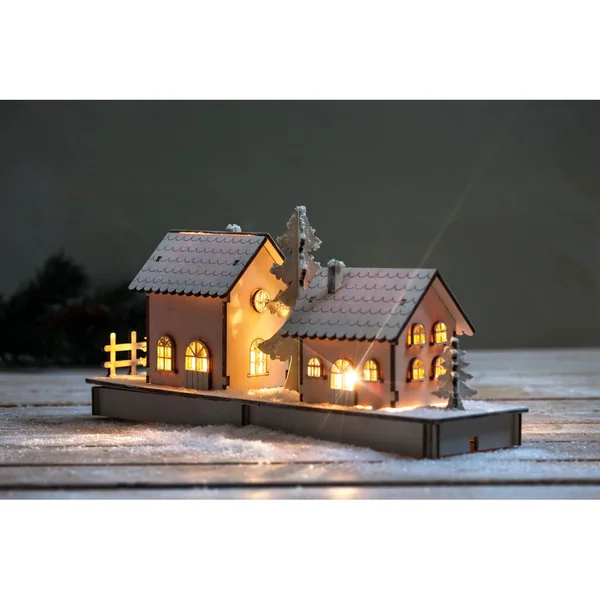 Kit de construction en bois « 2 maisons illuminées »