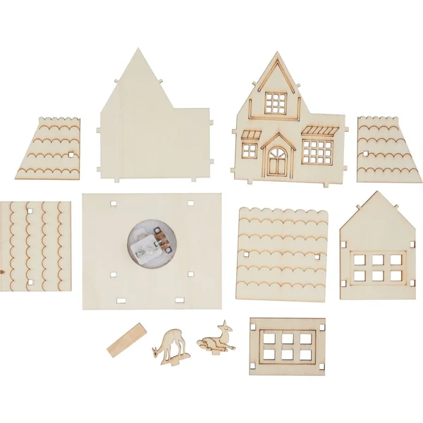 Kit de construction en bois VBS « Maison avec chevreuils », éclairage LED
