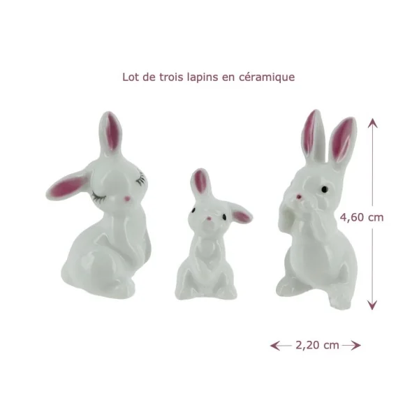 Lapins en céramique - Lot de 3