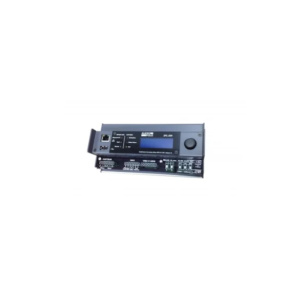 Limiteur de niveau sonore SPL-DIN Audiopole par coupure de prise de courant avec capteur et afficheur de dépassement
