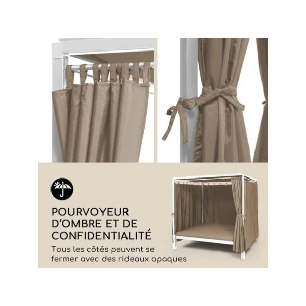 Lit de jardin lounge double taupe Bain de soleil transat jardin transat extérieur chaise longue jardin