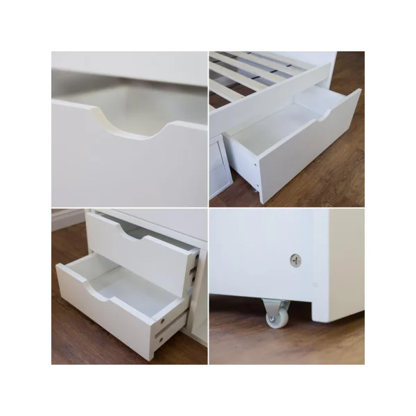 Lit enfant 90x200 avec tiroirs rangement blanc en bois massif lit banquette enfant