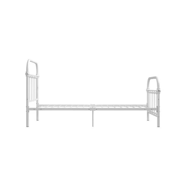 Lit enfant 90x200 cm en métal blanc cadre de lit avec sommier