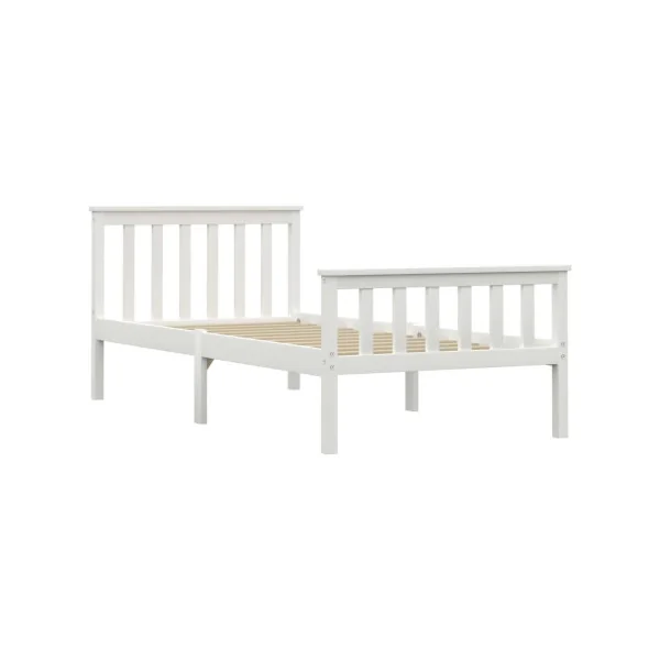 Lit enfant en pin massif blanc 90x200 cm avec 2 tiroirs rangement lit avec sommier