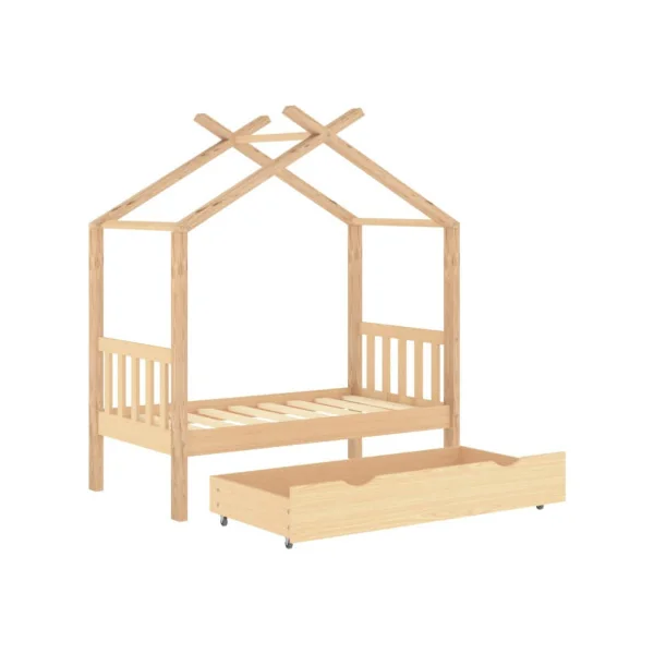 Lit Montessori 70x140 cm pin massif lit tipi lit enfant avec sommier lit cabane lit maison