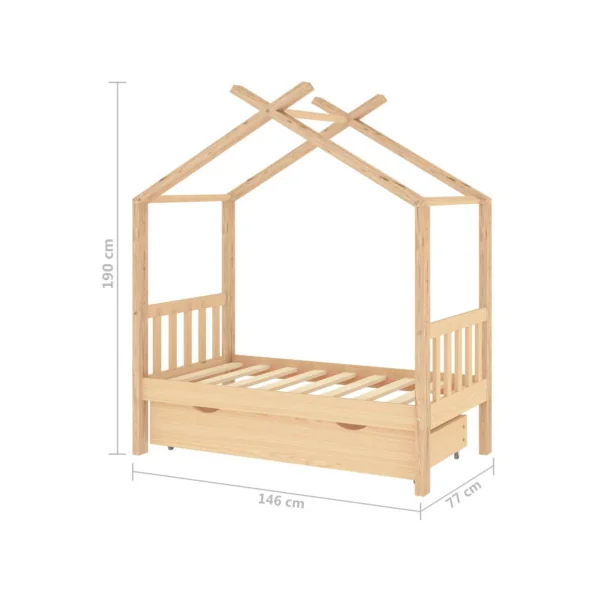 Lit Montessori 70x140 cm pin massif lit tipi lit enfant avec sommier lit cabane lit maison