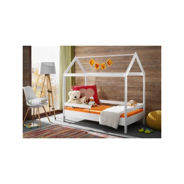 Lit montessori 80x160 cm en pin massif FSC avec protections latérales lit enfant avec sommier lit cabane lit maison