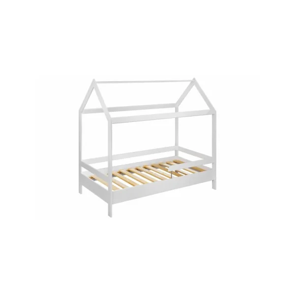 Lit montessori 80x160 cm en pin massif FSC avec protections latérales lit enfant avec sommier lit cabane lit maison