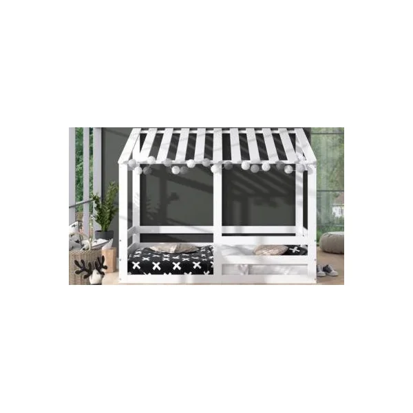 Lit montessori lit enfant pavillon 80x160 cm blanc lit cabane lit maison lit avec sommier