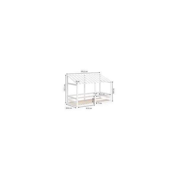 Lit montessori lit enfant pavillon 90x200 cm blanc lit cabane lit maison lit avec sommier