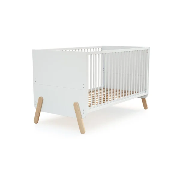 Lit évolutif blanc pour enfant 70x140 cm scandinave lit enfant blanc et hêtre