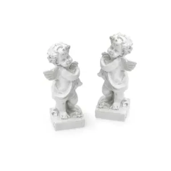 Lot de deux Figurines Angelot de jardin en résine