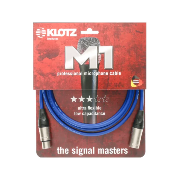 M1K2FM1000 Klotz Câble XLR audio Mâle femelle 10m bleu