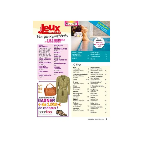 Mes Jeux 100 % Bien-Être 11 - 410 jeux - Mots fléchés, Sudoku, Rikudo, croisés, enchainés....