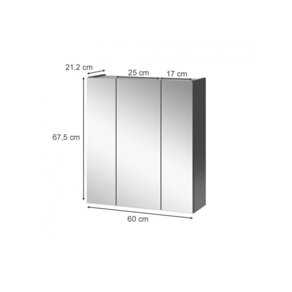 Meuble miroir en bois naturel et anthracite armoire murale avec miroir intégré